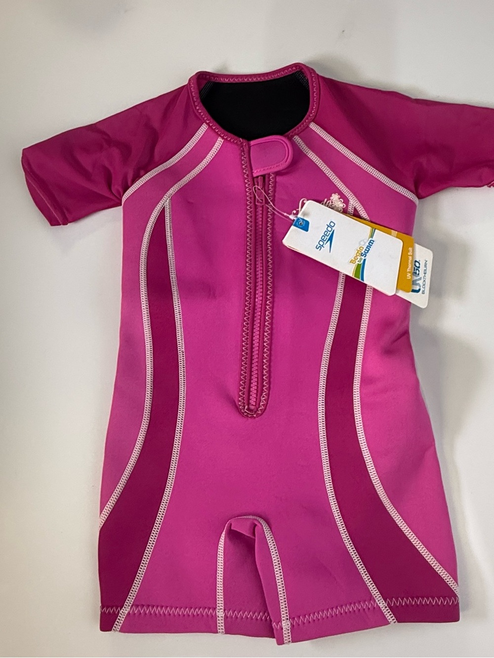 Speedo Girls' Magenta Short Sleeve Neoprene Swim Romper size 4t